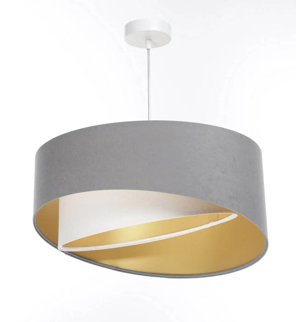 Suspension gris et blanc aux reflets dorés, style contemporain