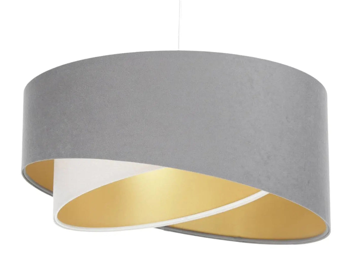 Suspension gris et blanc aux reflets dorés, style contemporain