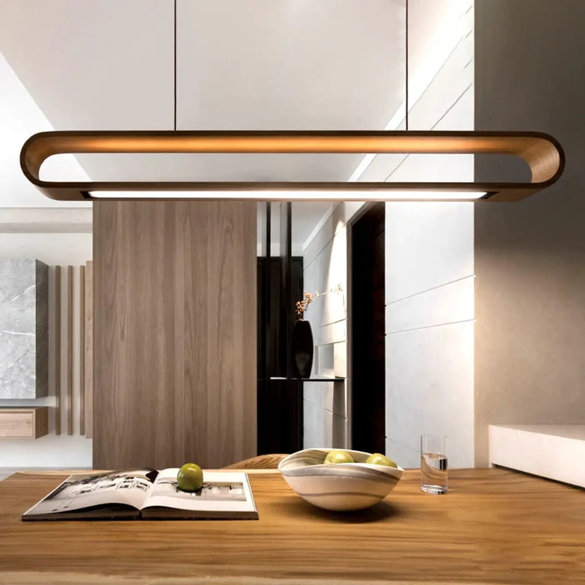 Suspension linéaire en bois naturel, tailles S et M