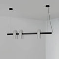 Suspension linéaire à trois abat-jours arrondis, trois coloris, gris