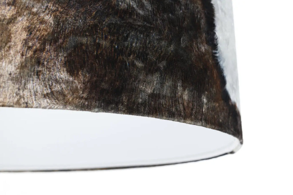 Suspension cylindre en tissu imprimé animalier marron et blanc