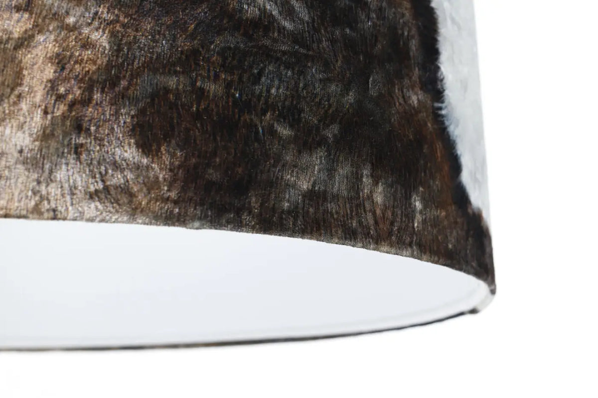 Suspension cylindre en tissu imprimé animalier marron et blanc