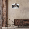 Suspension cylindre en tissu imprimé animalier marron et blanc