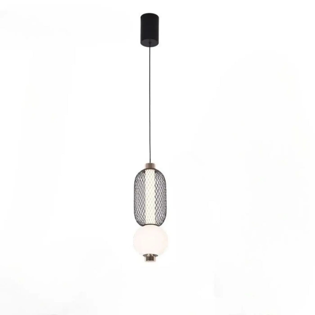 Suspension en métal maillé et sphères lumineuses, trois modèles