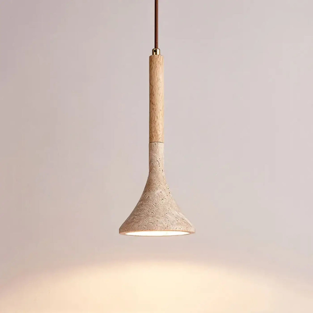 Suspension moderne en bois et pierre, coloris marron ou beige