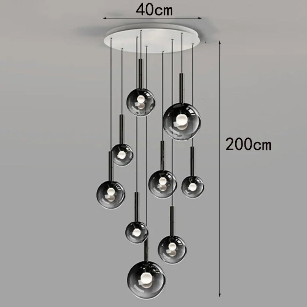 Suspension moderne à bulles lumineuses, tailles S à XL