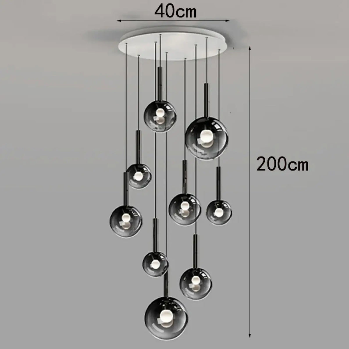 Suspension moderne à bulles lumineuses, tailles S à XL