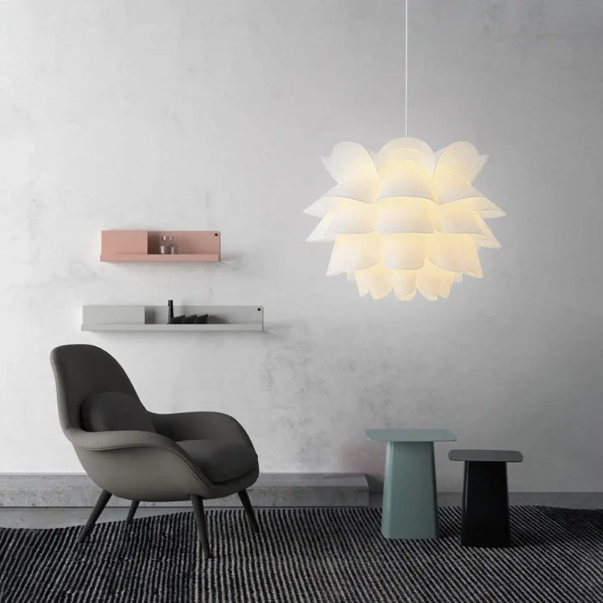 Suspension moderne en forme de fleur, lignes organiques