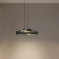 Suspension en métal et verre, ambre, vert ou gris, tailles S à L