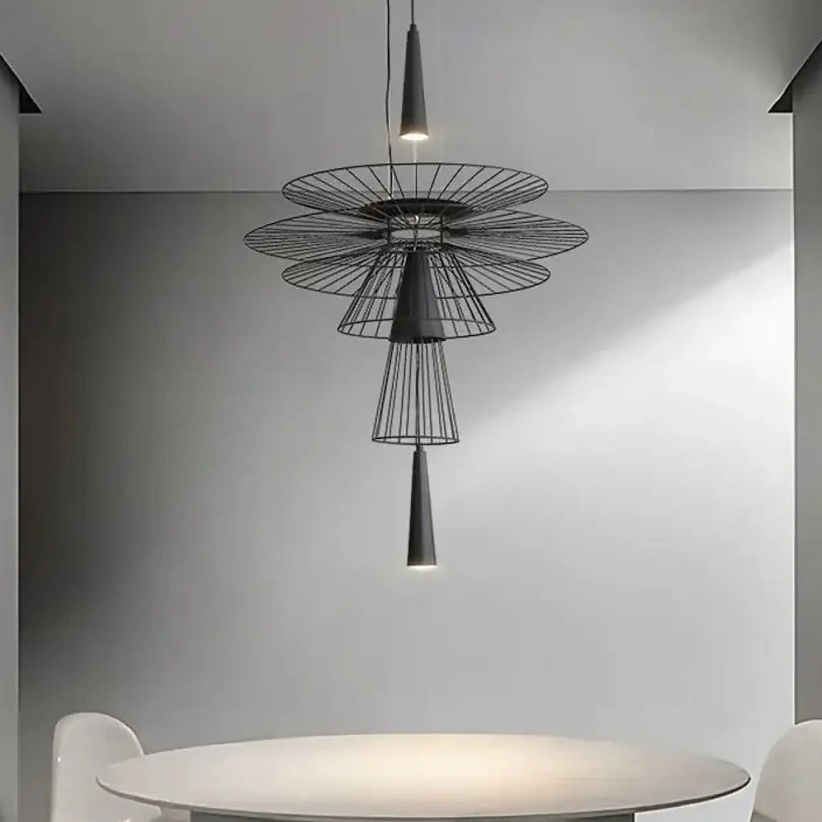 Suspension en métal style industriel, noir ou doré, tailles S, M, L, noir