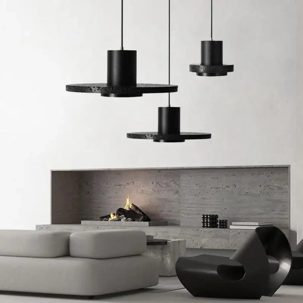 Suspension moderne en métal noir, tailles S, M ou L