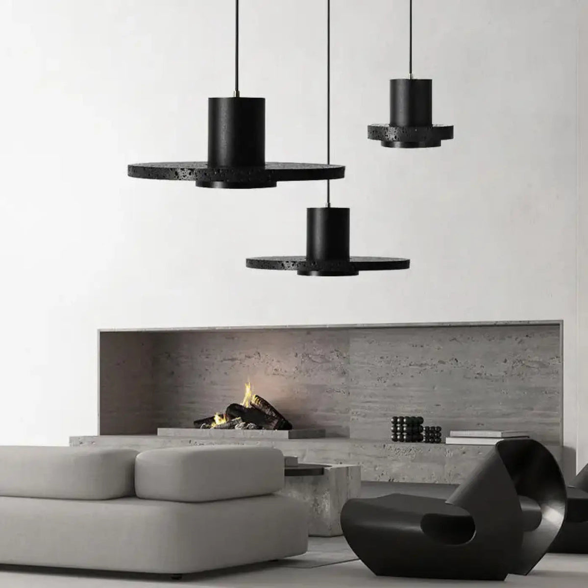 Suspension moderne en métal noir, tailles S, M ou L