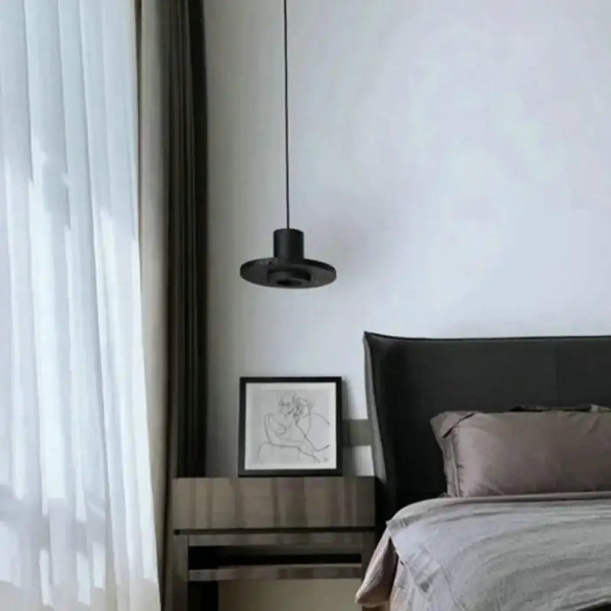 Suspension moderne en métal noir, tailles S, M ou L