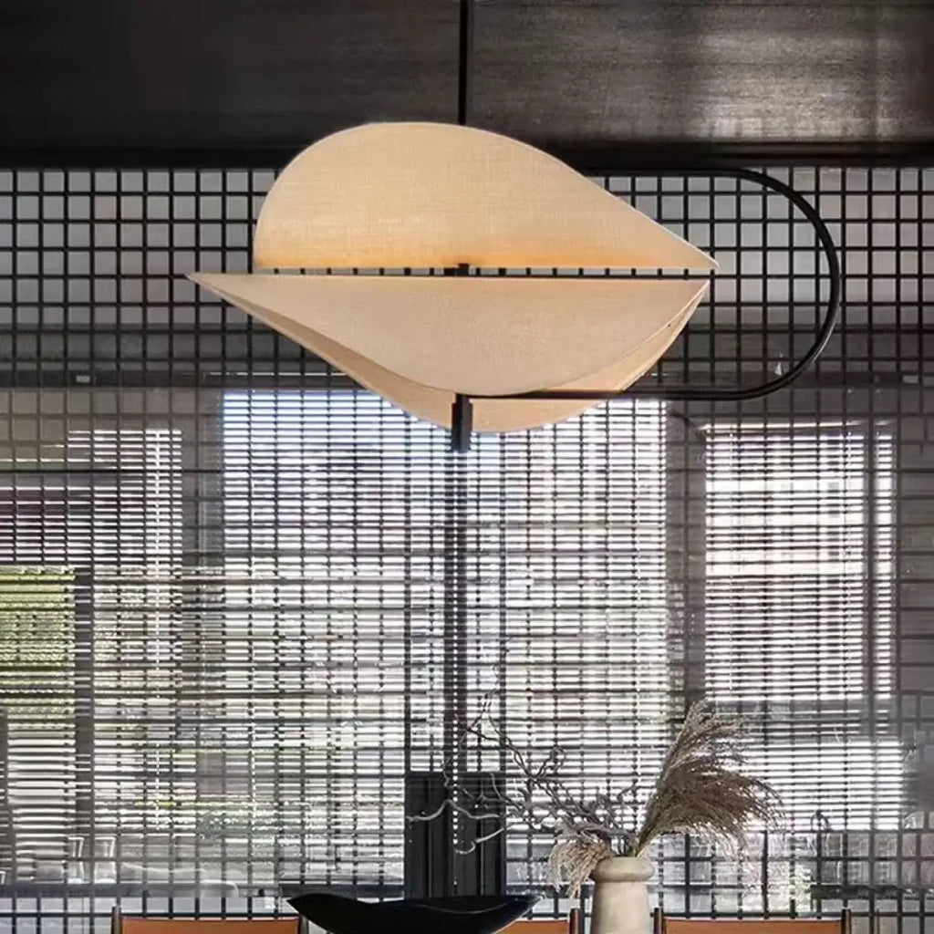 Suspension moderne en tissu beige, blanc chaud ou froid