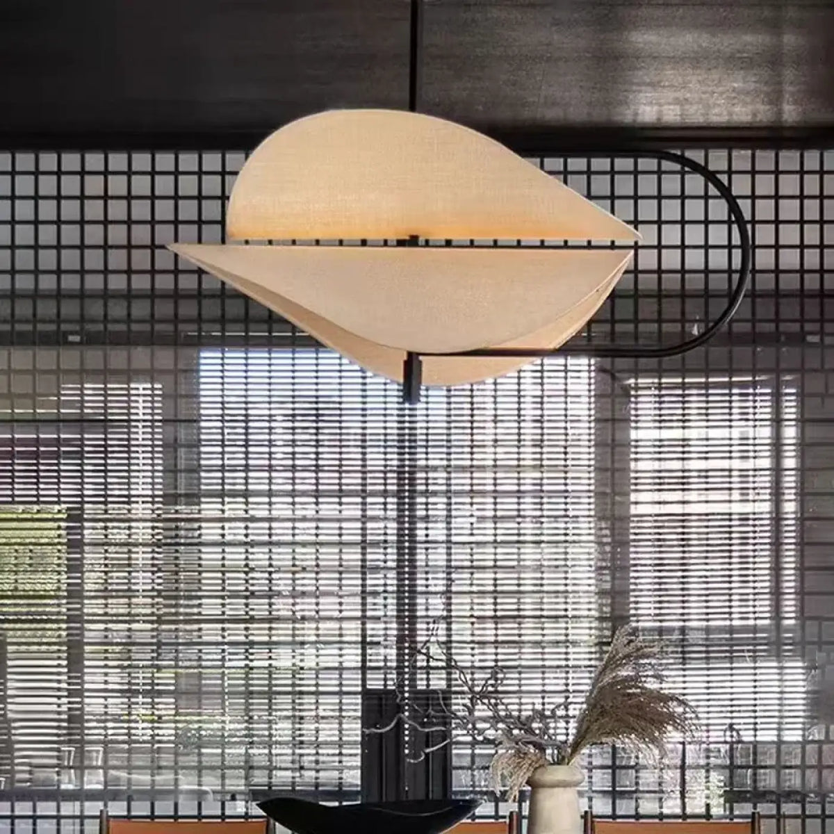 Suspension moderne en tissu beige, blanc chaud ou froid