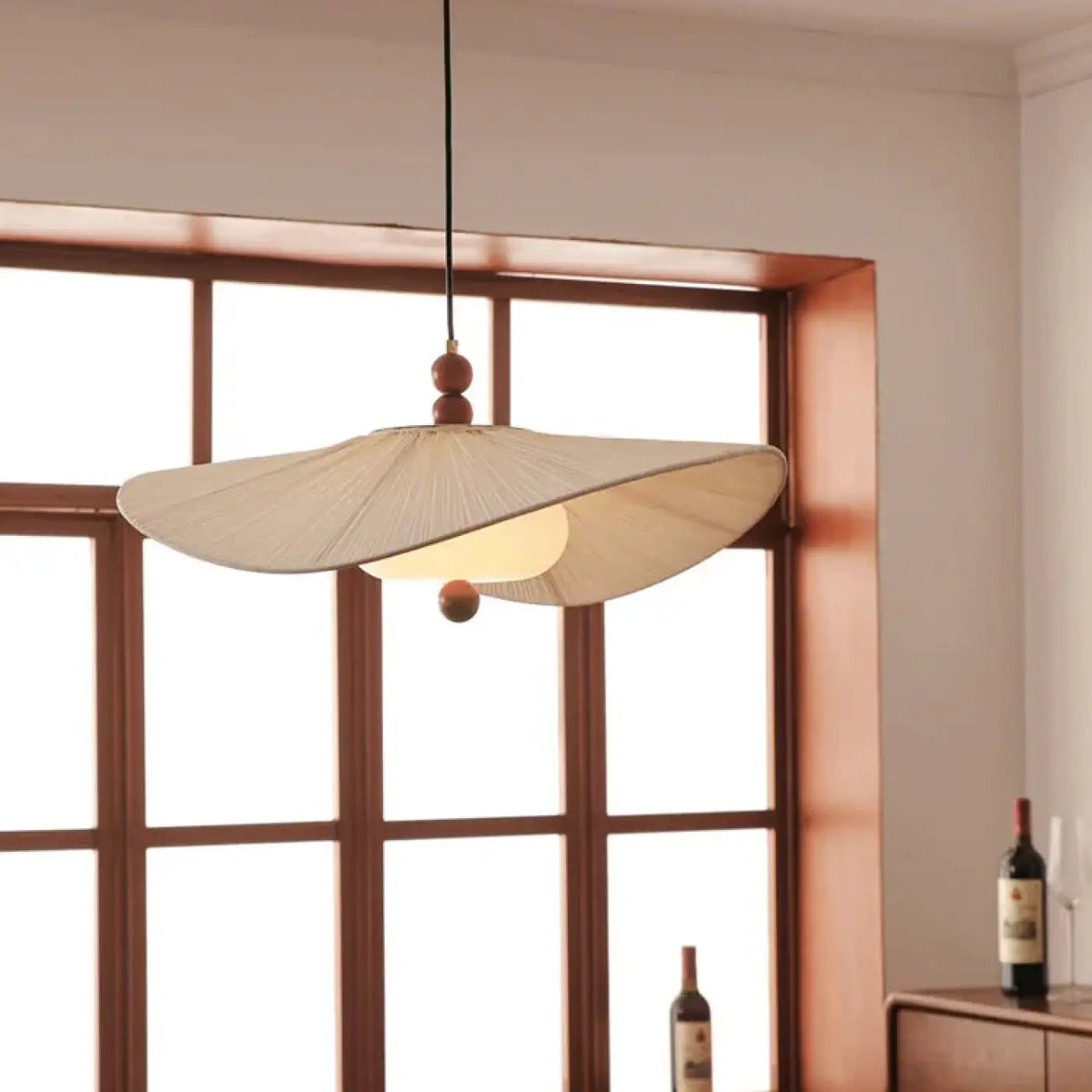 Suspension en tissu beige au style naturel