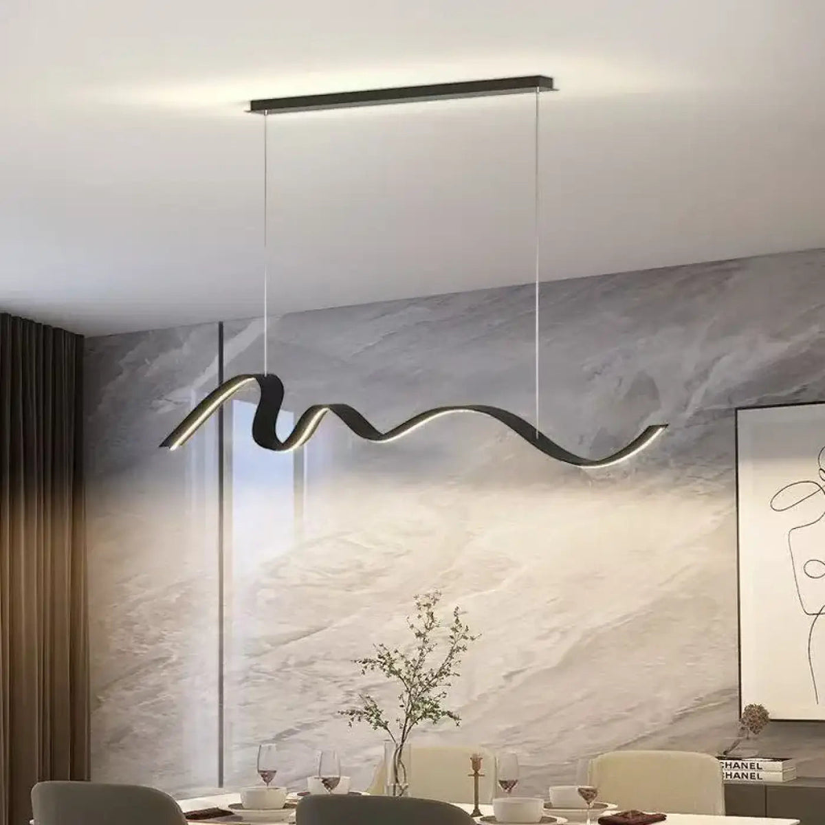 Suspension design ondulée, noire ou blanche, tailles S ou M
