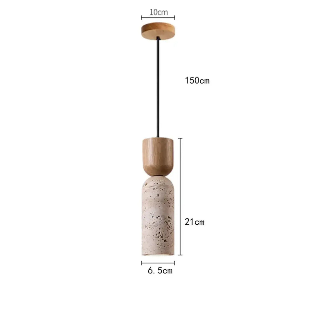 Suspension design en pierre naturelle et bois, marron ou beige