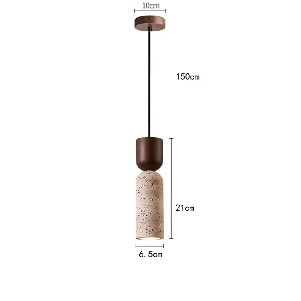 Suspension design en pierre naturelle et bois, marron ou beige