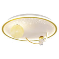 Suspension LED planète et anneaux, doré, blanc ou bleu, doré