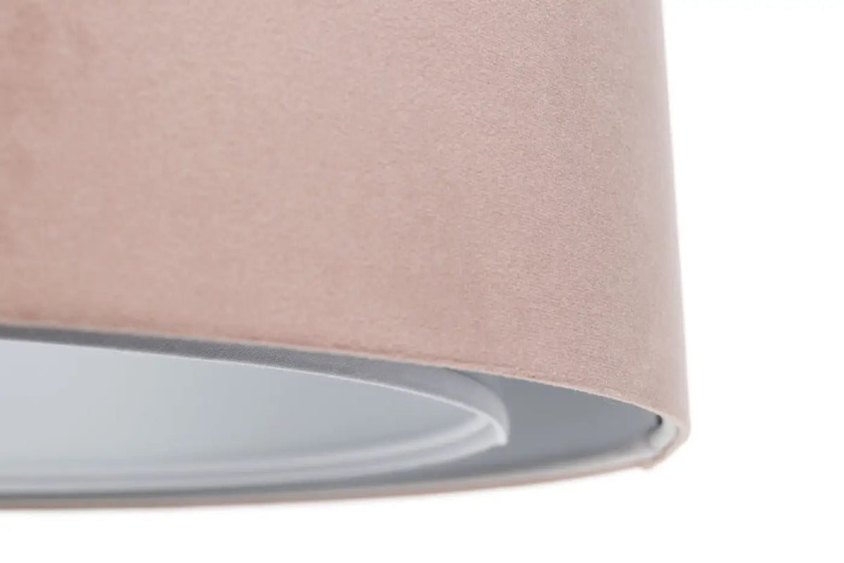 Suspension double en tissu rose poudré, deux abat-jours