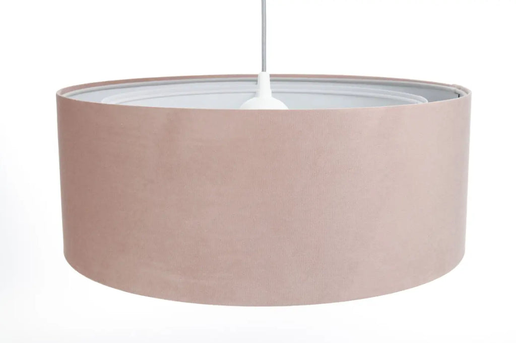 Suspension double en tissu rose poudré, deux abat-jours