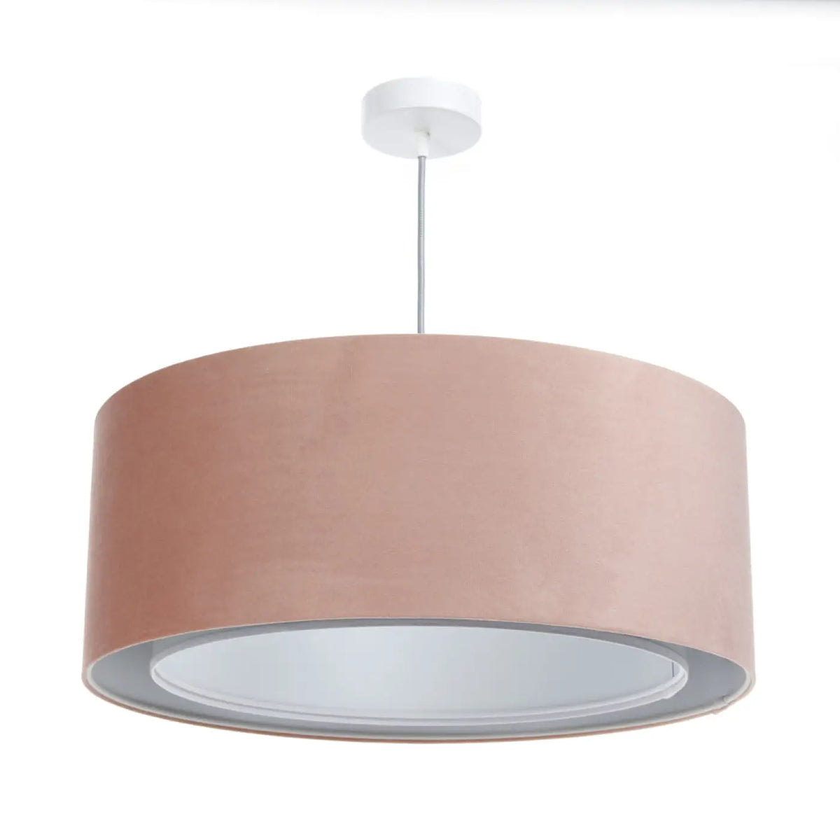 Suspension double en tissu rose poudré, deux abat-jours