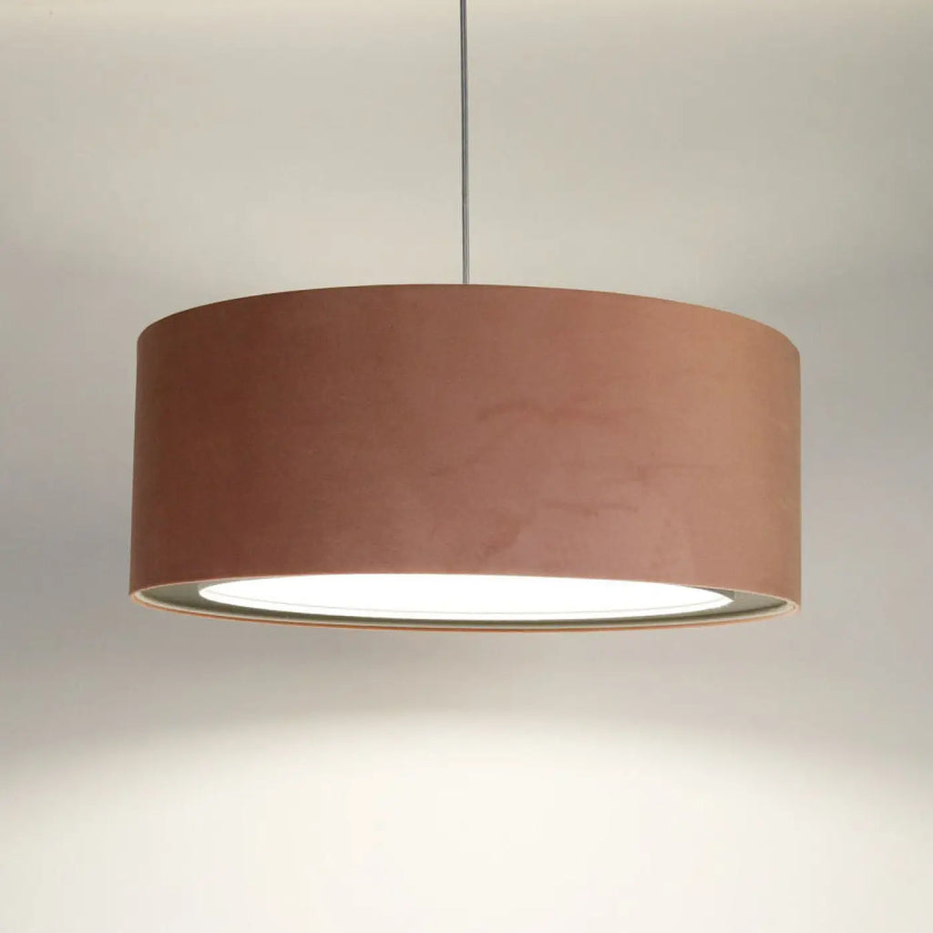 Suspension double en tissu rose poudré, deux abat-jours