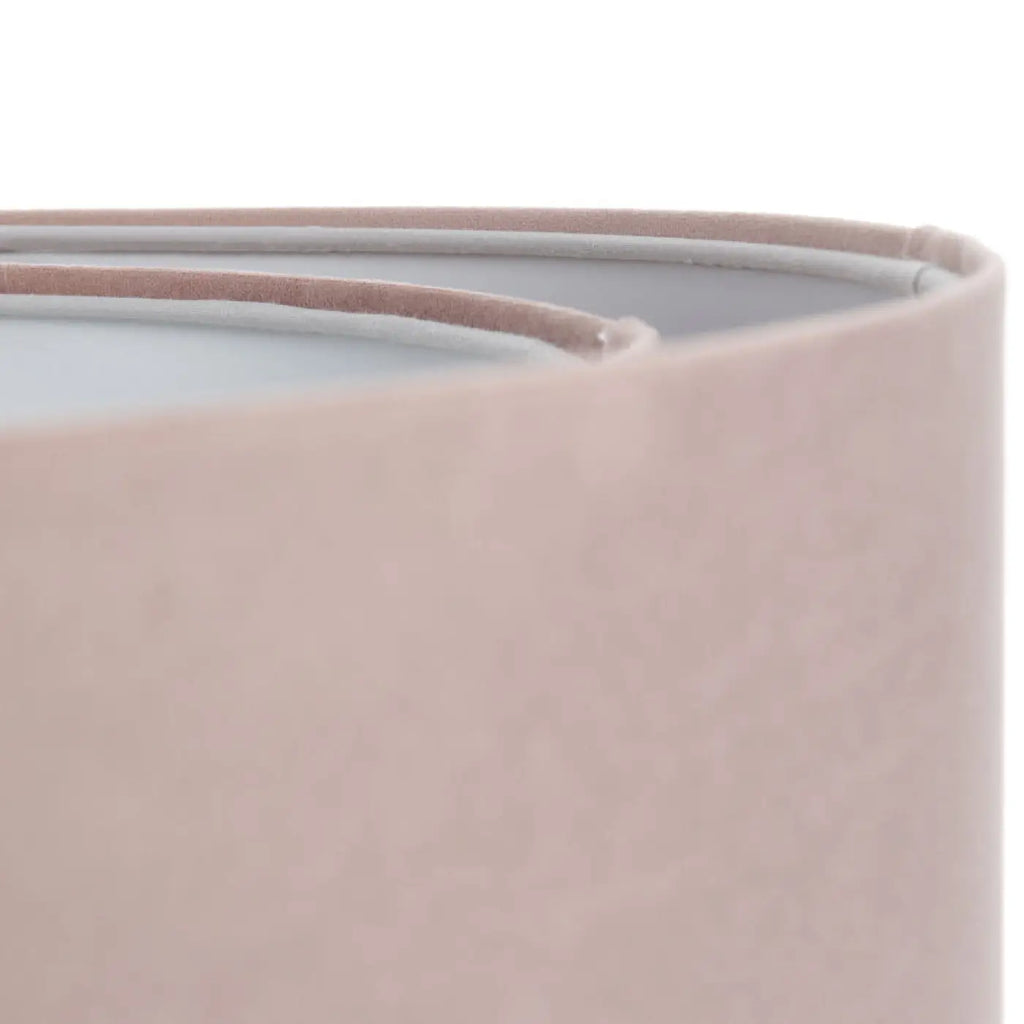 Suspension en velours rose poudré et gris clair, cylindre