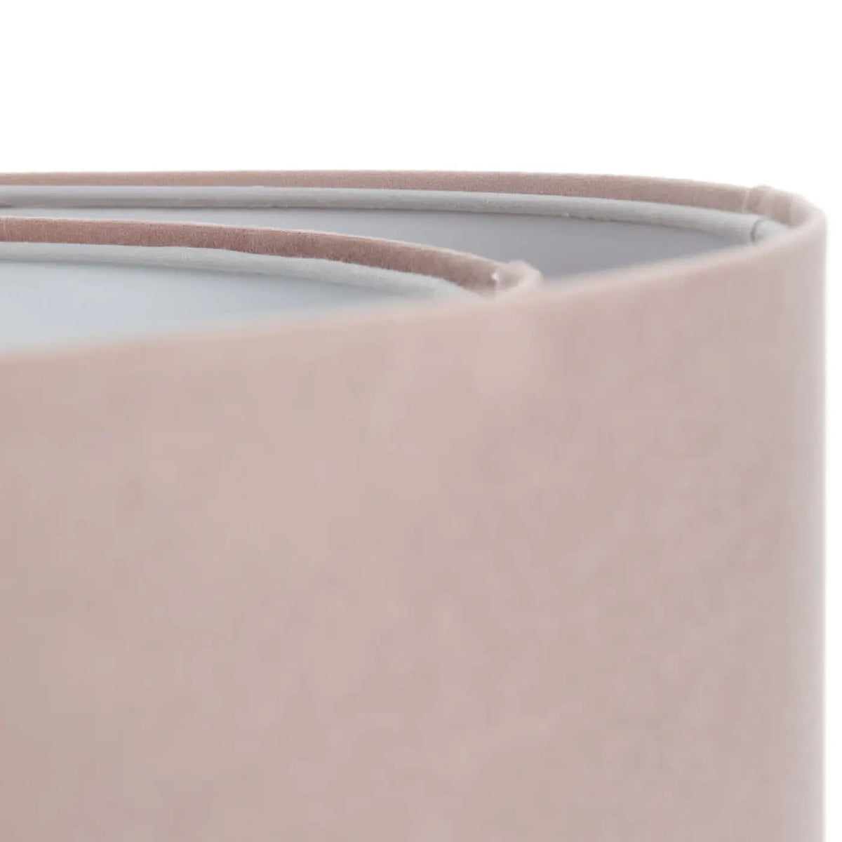 Suspension en velours rose poudré et gris clair, cylindre