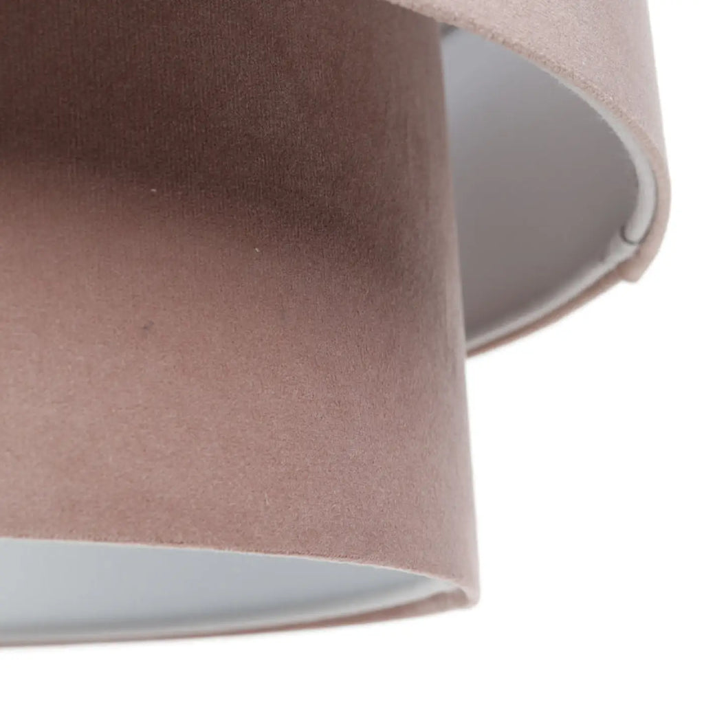 Suspension en velours rose poudré et gris clair, cylindre