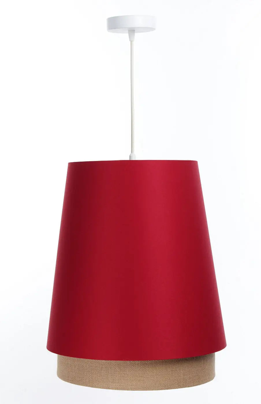Suspension rouge à double abat-jour contrasté