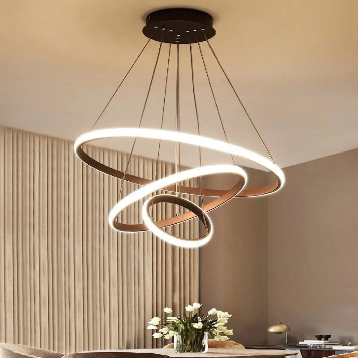 Suspension design pour salon, noire, blanche, bronze ou dorée, bronze
