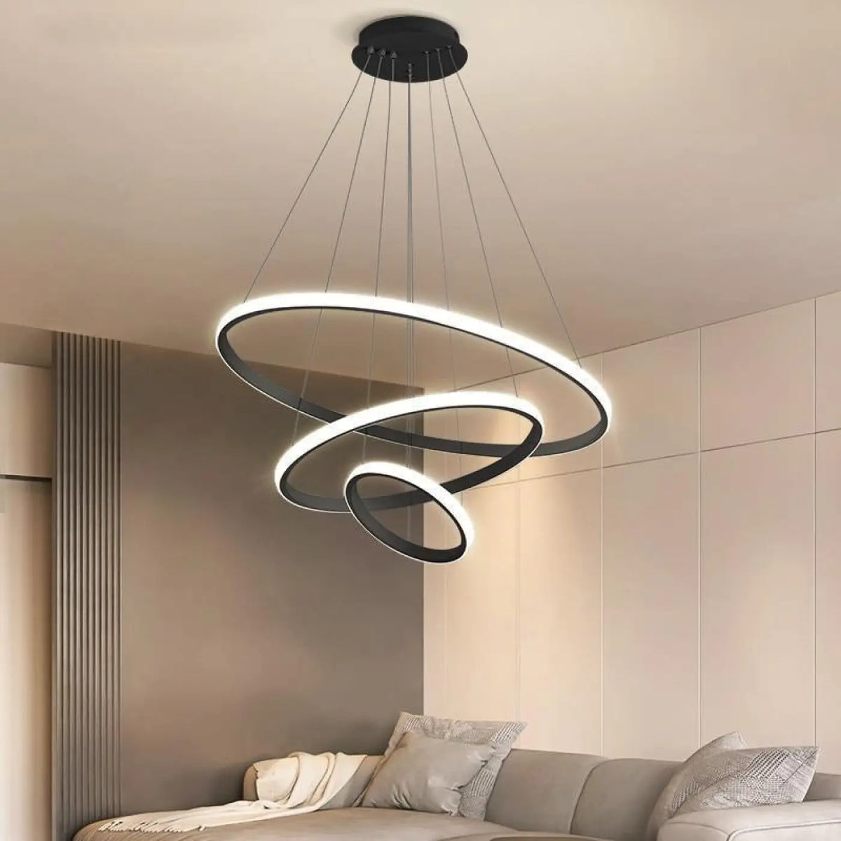 Suspension design pour salon, noire, blanche, bronze ou dorée, noir