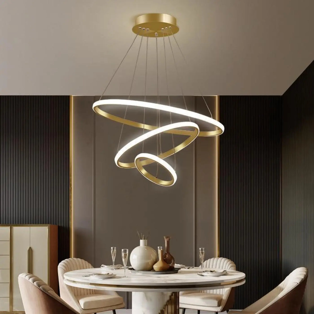 Suspension design pour salon, noire, blanche, bronze ou dorée, doré