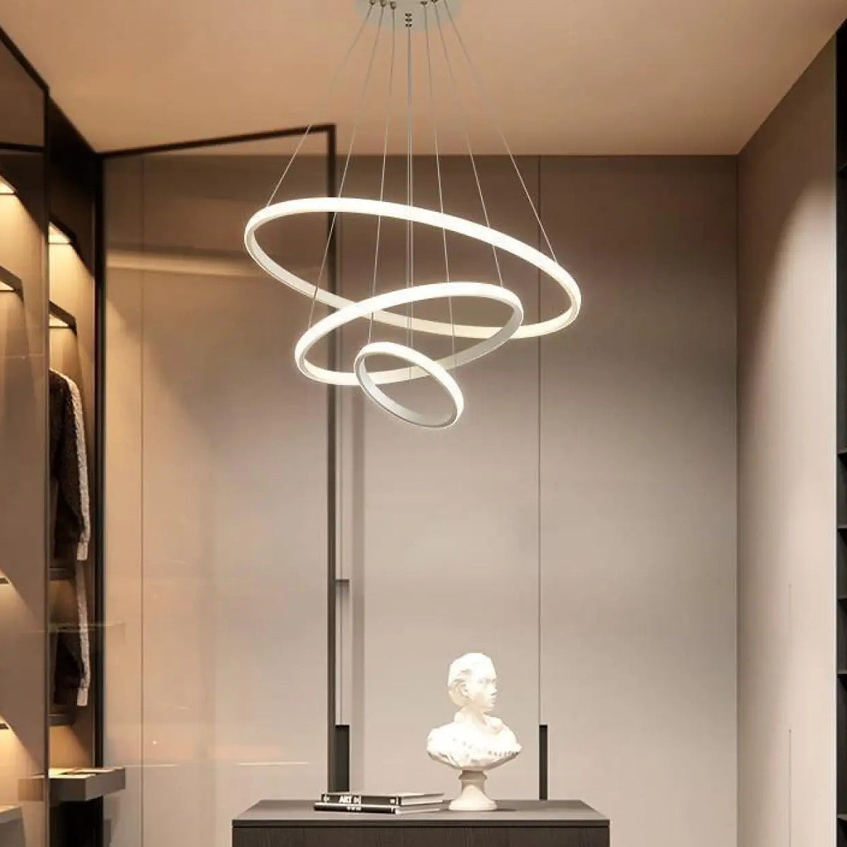 Suspension design pour salon, noire, blanche, bronze ou dorée, blanc