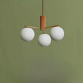 Suspension à sphères lumineuses et effet noyer, beige ou marron, beige