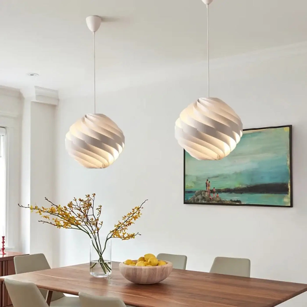 Suspension spirale blanche au design moderne, tailles S, M ou L