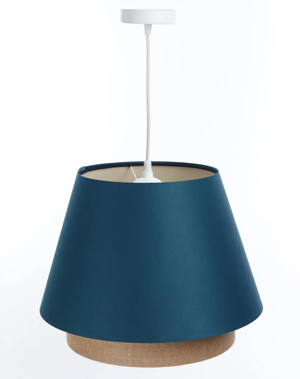Suspension design turquoise à abat-jour contrasté