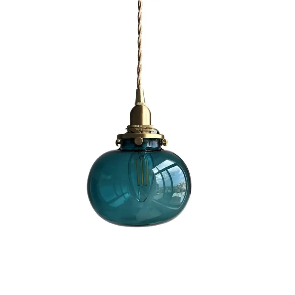 Suspension en verre et monture dorée, quatre coloris de verre