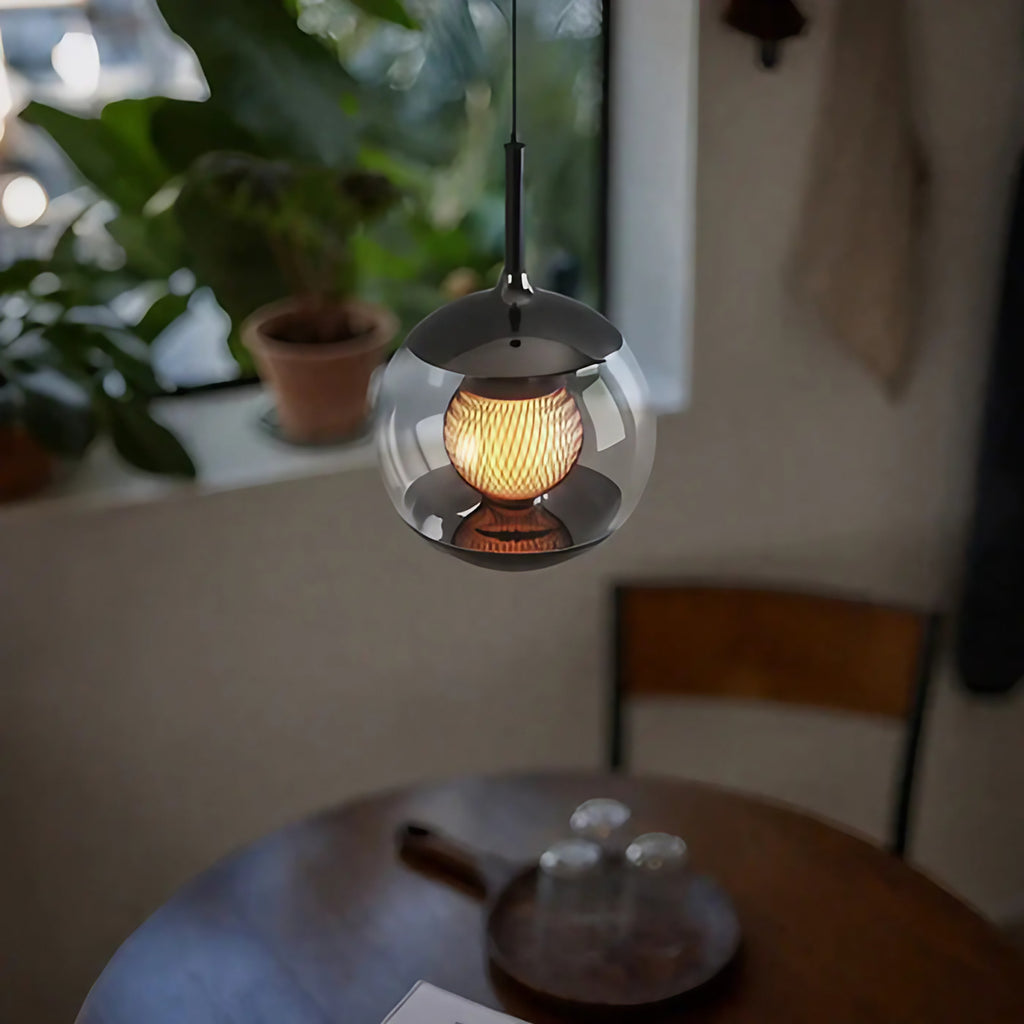 Suspension en verre fumé moderne, blanc neutre ou réglable