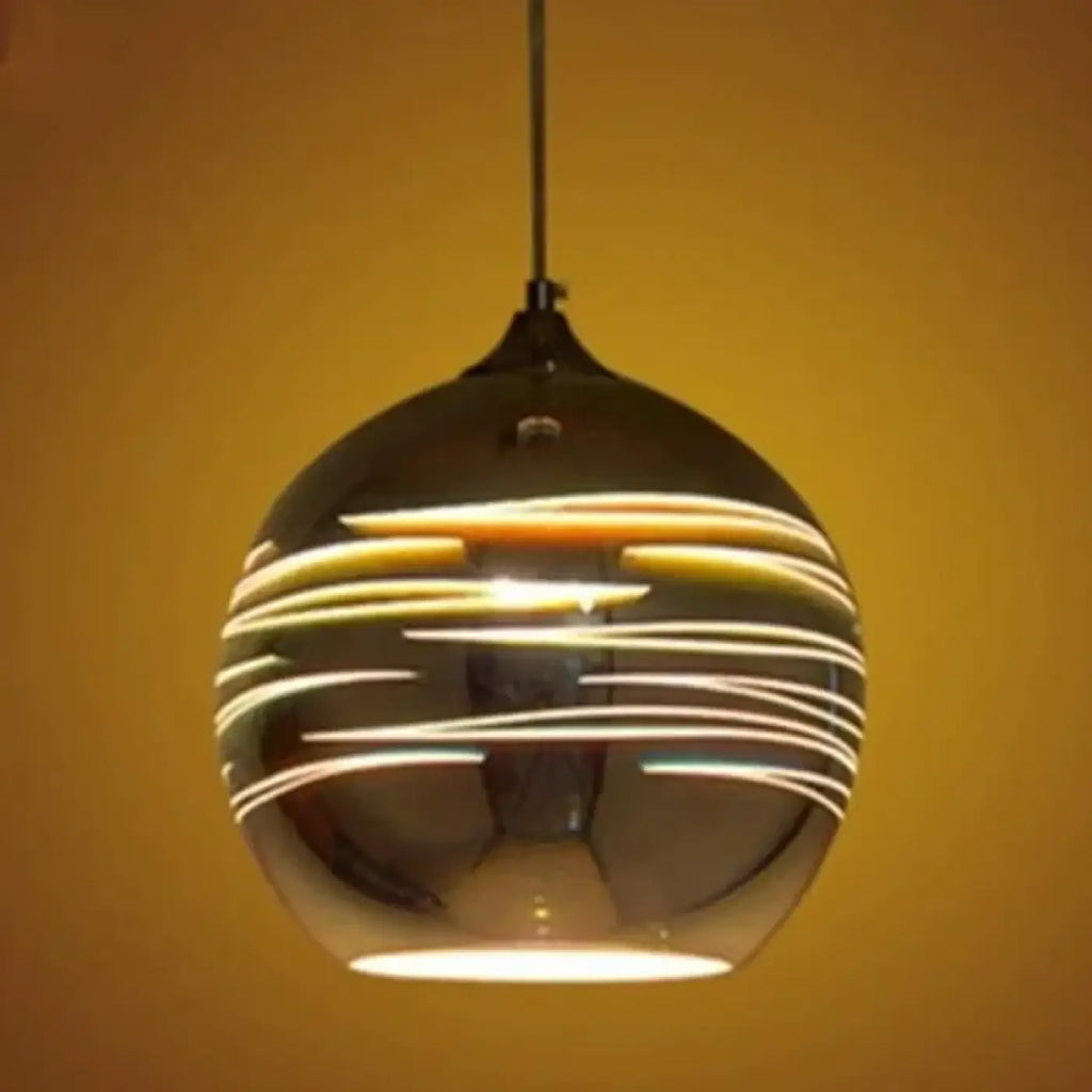 Suspension sphère en verre fumé à reflets, tailles S, M ou L