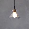 Suspension en verre soufflé et détails en bois, S, M ou L