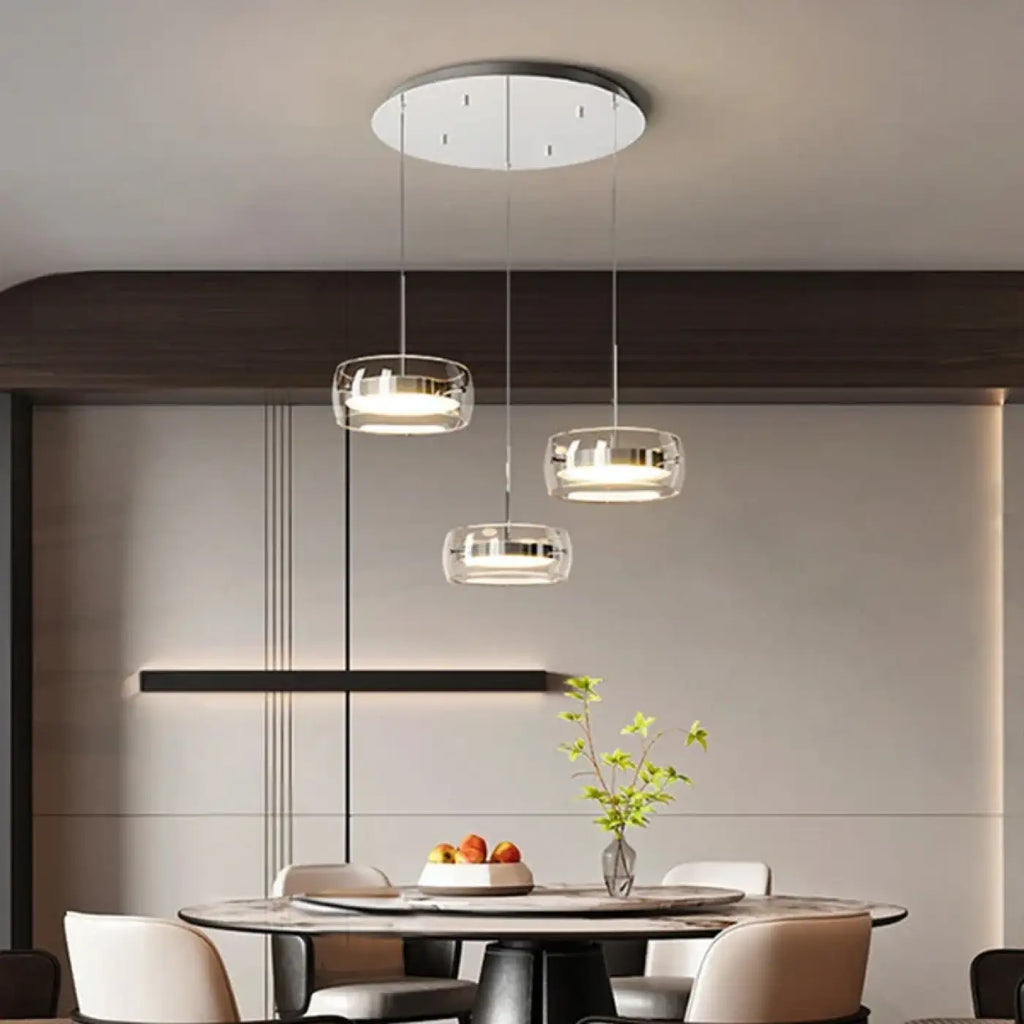 Suspension LED en verre teinté fumé, blanche ou noire, blanc