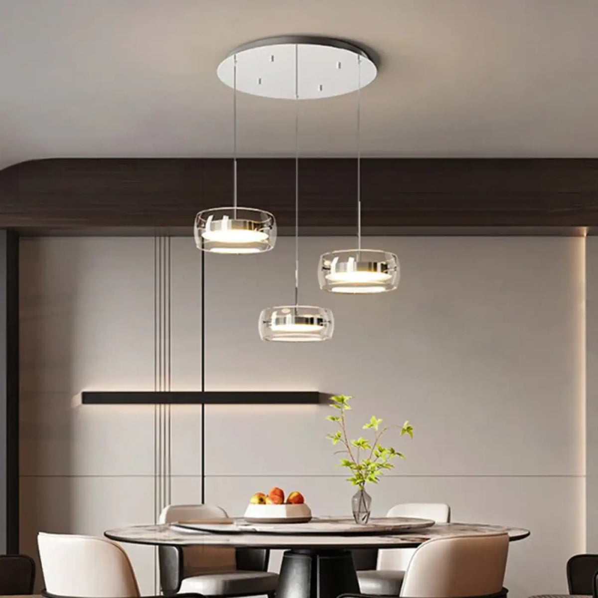 Suspension LED en verre teinté fumé, blanche ou noire, blanc