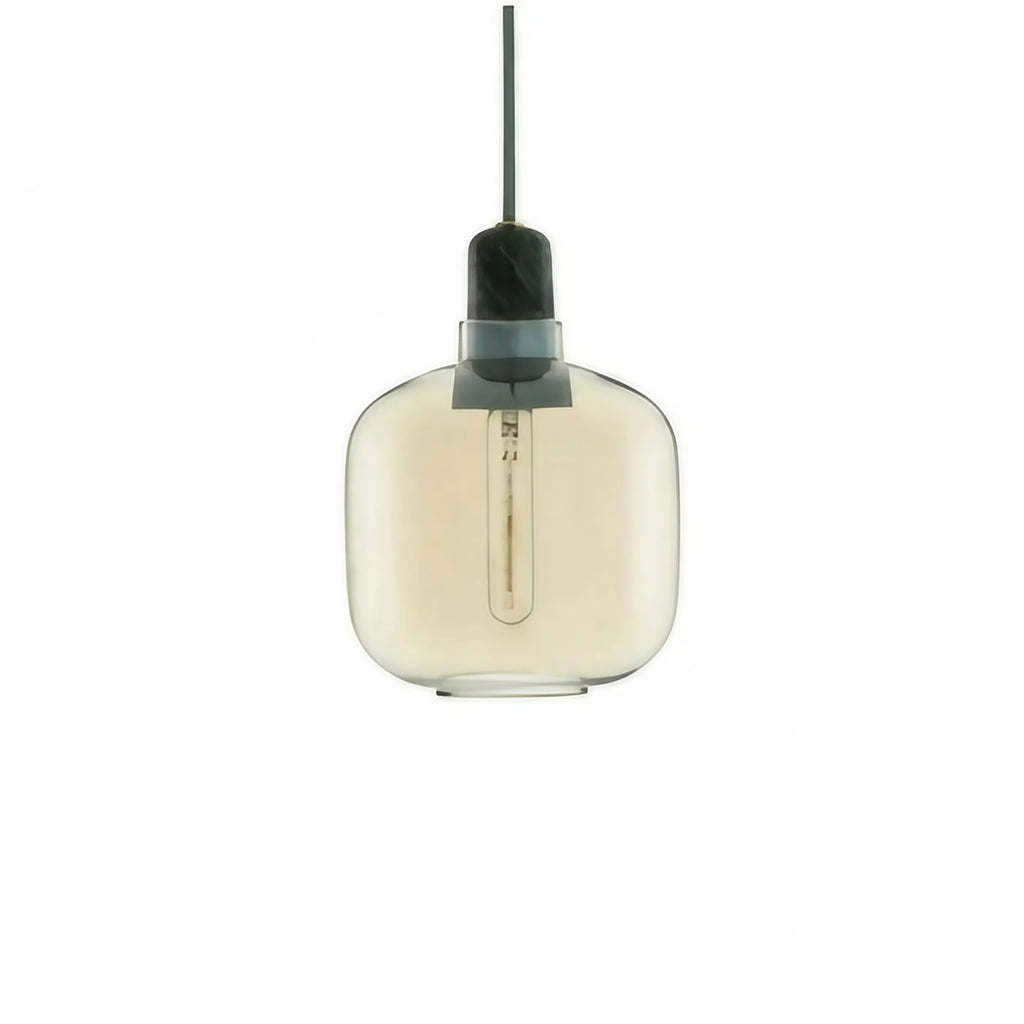 Suspension en verre teinté aux formes arrondies, orange ou gris, orange