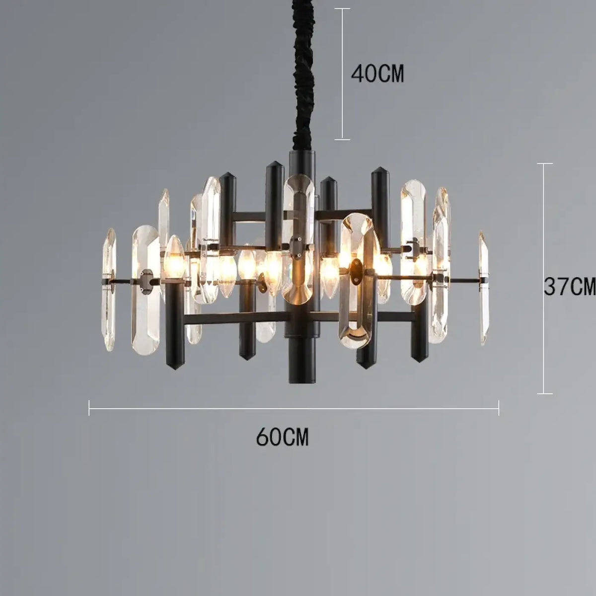 Suspension design noire ou dorée, trois tailles, lumière au choix, noir