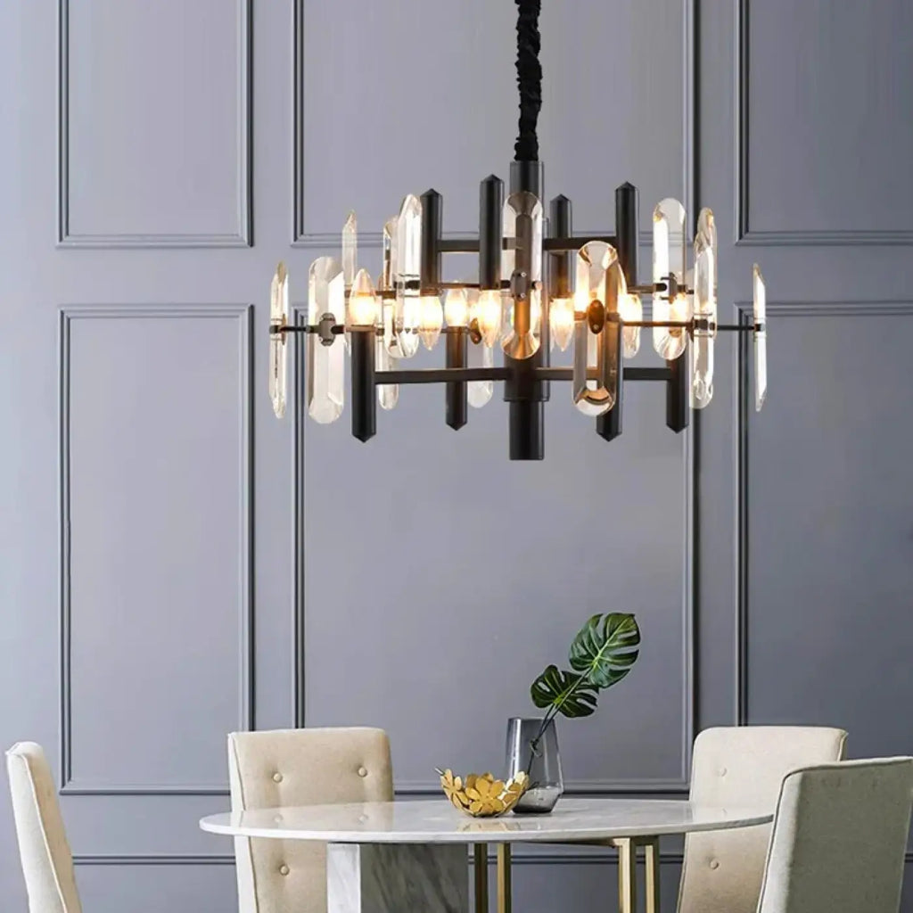 Suspension design noire ou dorée, trois tailles, lumière au choix