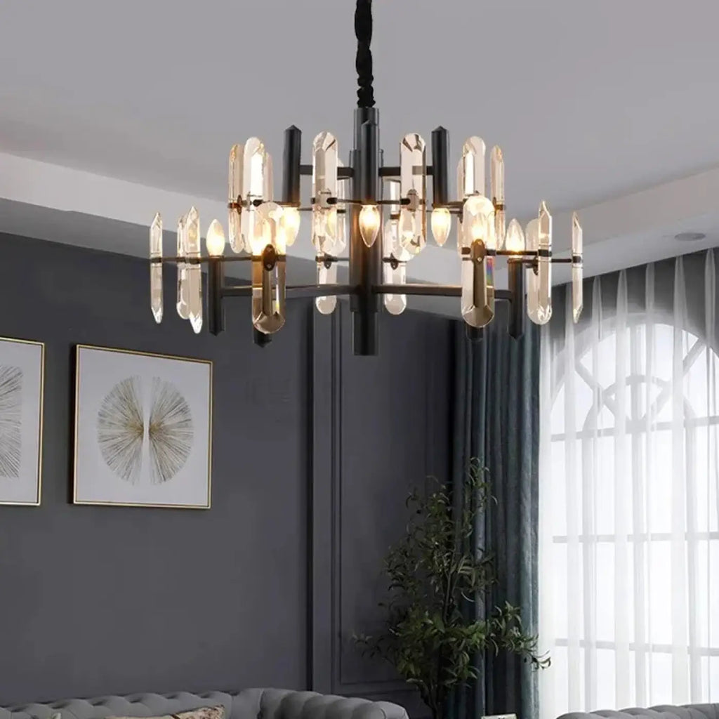 Suspension design noire ou dorée, trois tailles, lumière au choix