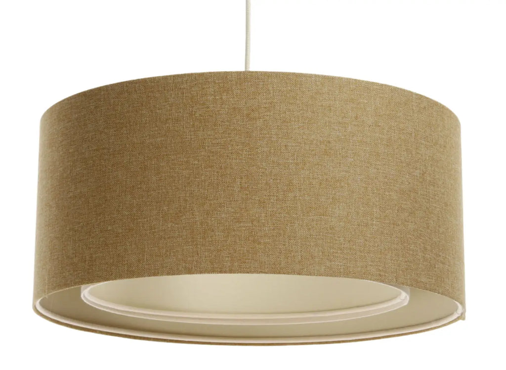 Suspension cylindrique en tissu écru et jaune moutarde, tailles S à L